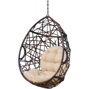 Mighty Rock Indoor/Outdoor Wicker Tear Drop Hanging Chair (Stand Not Included), Multi-Brown and Tan
